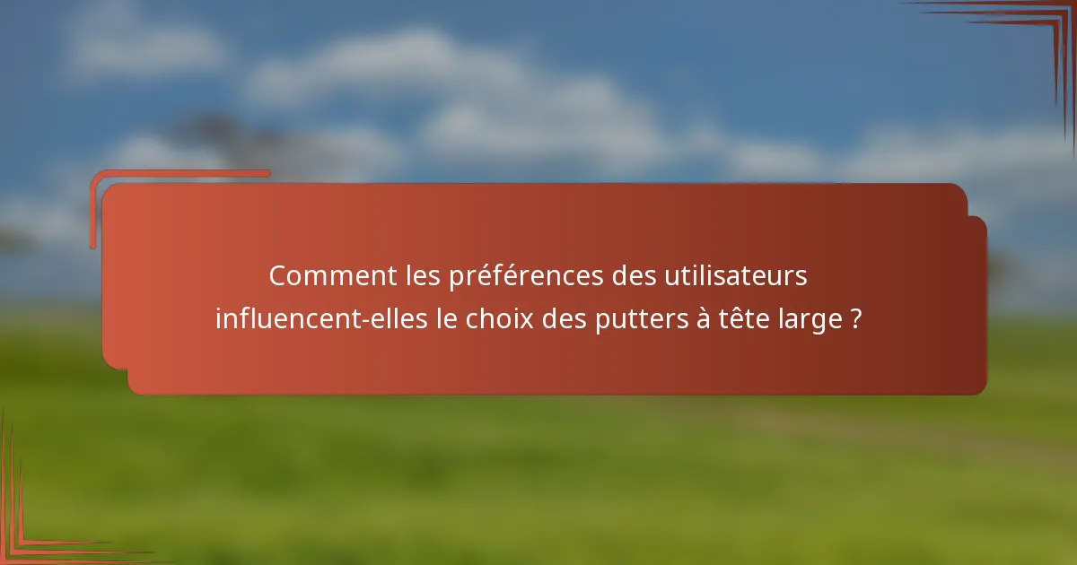 Comment les préférences des utilisateurs influencent-elles le choix des putters à tête large ?
