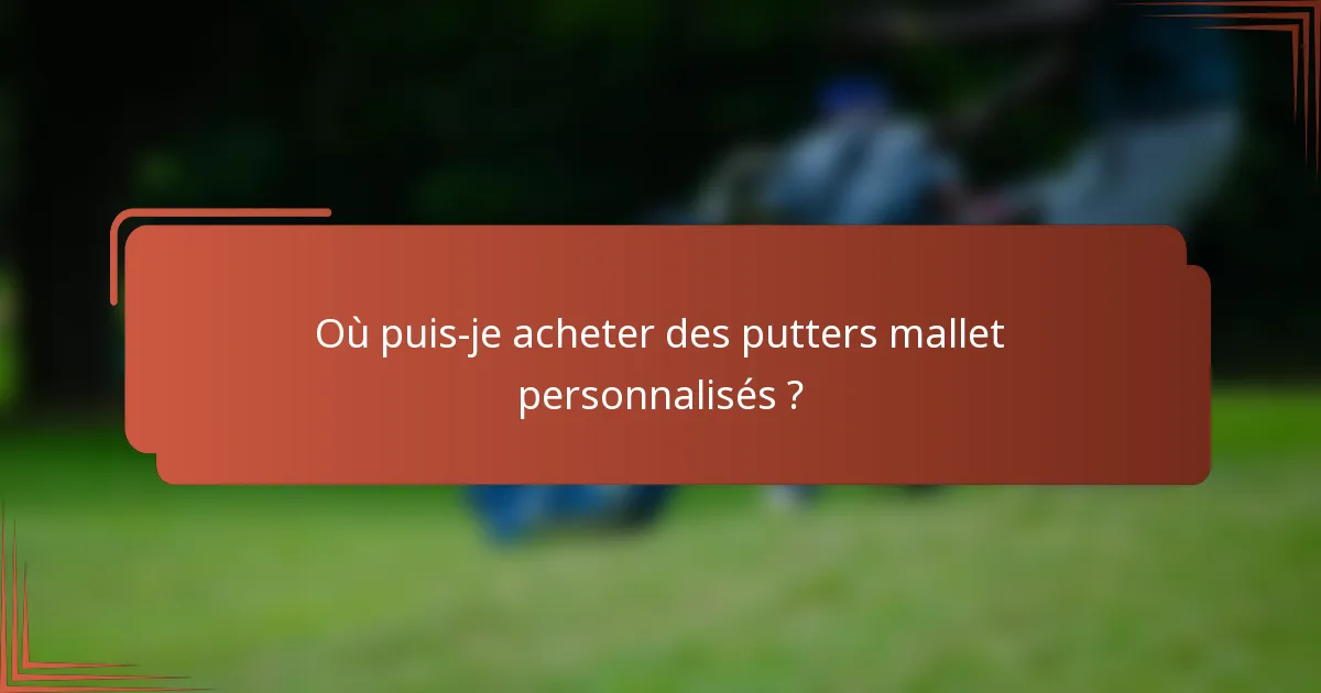 Où puis-je acheter des putters mallet personnalisés ?