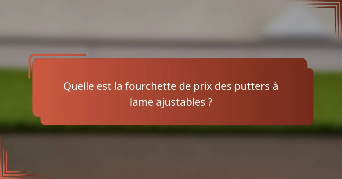 Quelle est la fourchette de prix des putters à lame ajustables ?