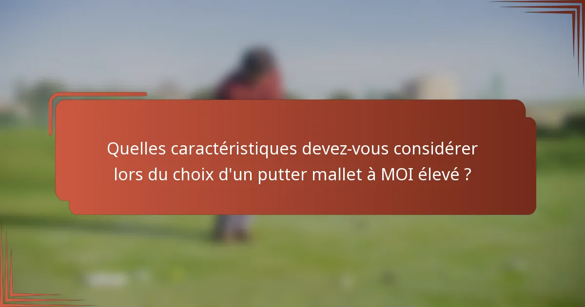 Quelles caractéristiques devez-vous considérer lors du choix d'un putter mallet à MOI élevé ?