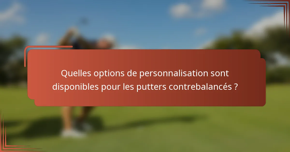 Quelles options de personnalisation sont disponibles pour les putters contrebalancés ?