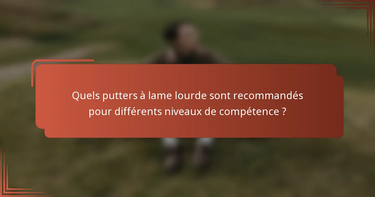 Quels putters à lame lourde sont recommandés pour différents niveaux de compétence ?