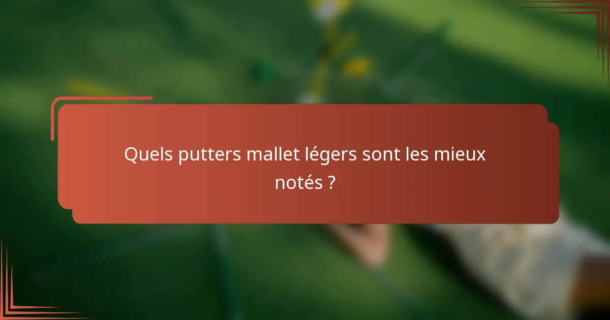 Quels putters mallet légers sont les mieux notés ?