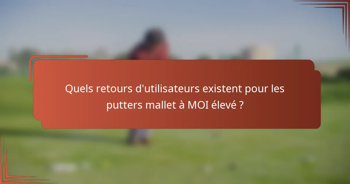 Quels retours d'utilisateurs existent pour les putters mallet à MOI élevé ?