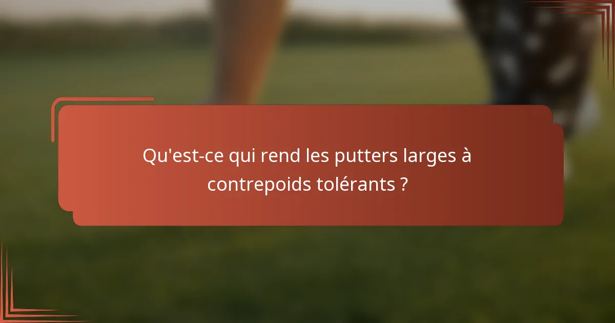 Qu'est-ce qui rend les putters larges à contrepoids tolérants ?